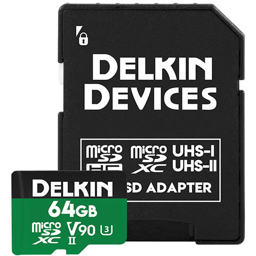 Delkin 64GB microSDXC UHS-II Power Memory Card with SD Adapter