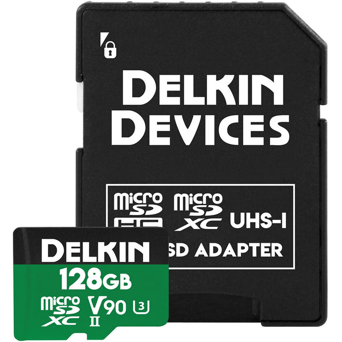 Delkin 128GB microSDXC UHS-II Power Memory Card with SD Adapter