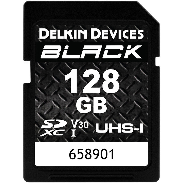 Delkin Black 128GB SDXC UHS-I V30 U3 Rugged Memory Card