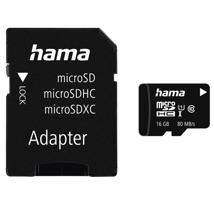 Hama microSDHC 16GB Class 10 UHS-I Memory Card with Adapter