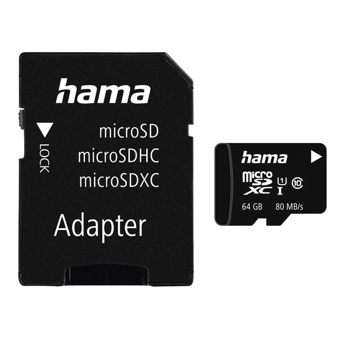 Hama microSDXC 64GB Class 10 UHS-I Memory Card with Adapter