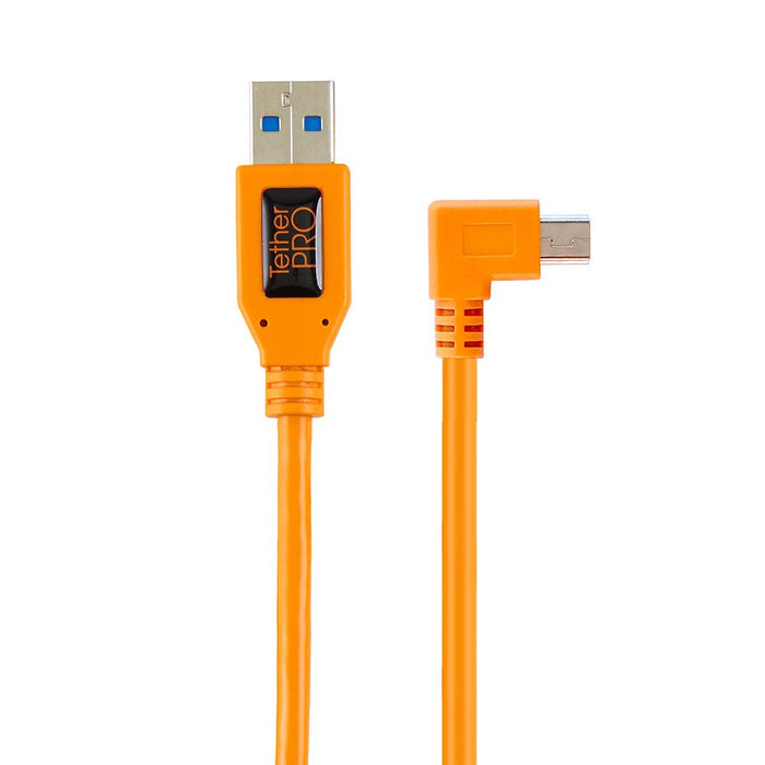 Tether Tools TetherPro USB 2.0 to Mini-B 5-pin Right Angle Adapter "Pigtail", 20" (50cm), High-Visibilty Orange