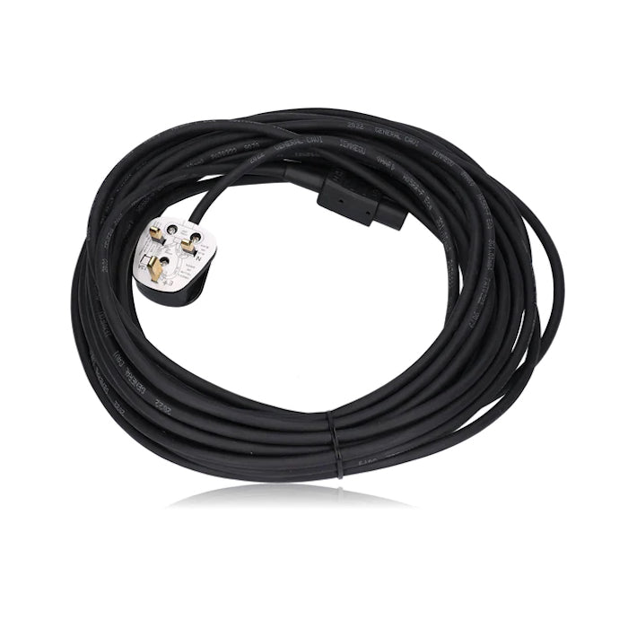 HiGlide 18m (60ft) Rubberised 10amp Mains cable with UK C15 Mains Plug