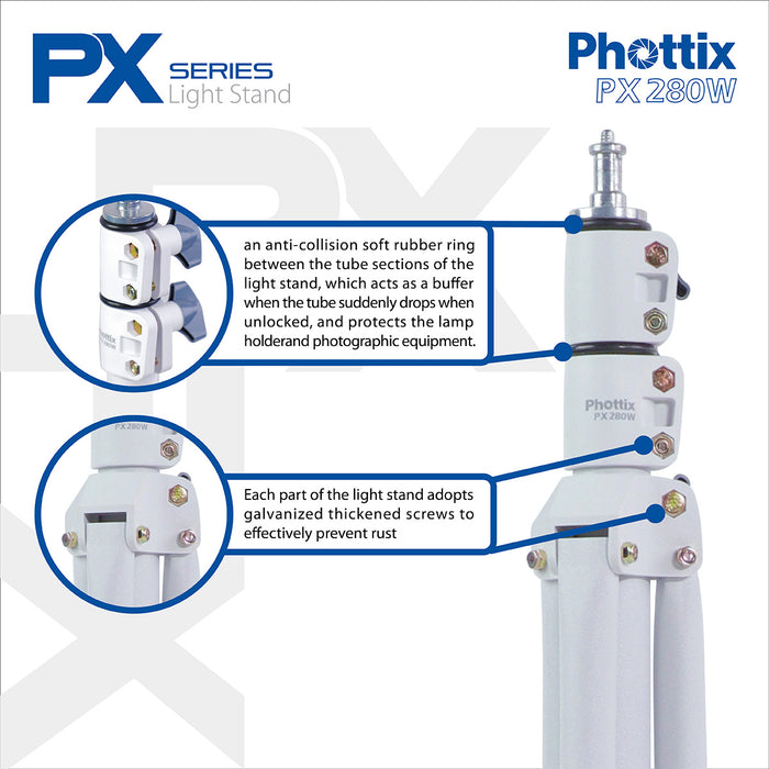 Phottix PX-280W Light Stand 280cm Pearl White