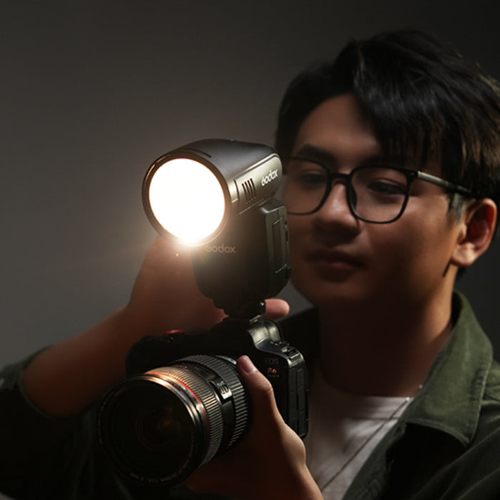 Flash Godox V100C A Testa Rotonda Per Canon – Speedlite Potente Con Batteria Al Litio E Ricarica Rapida