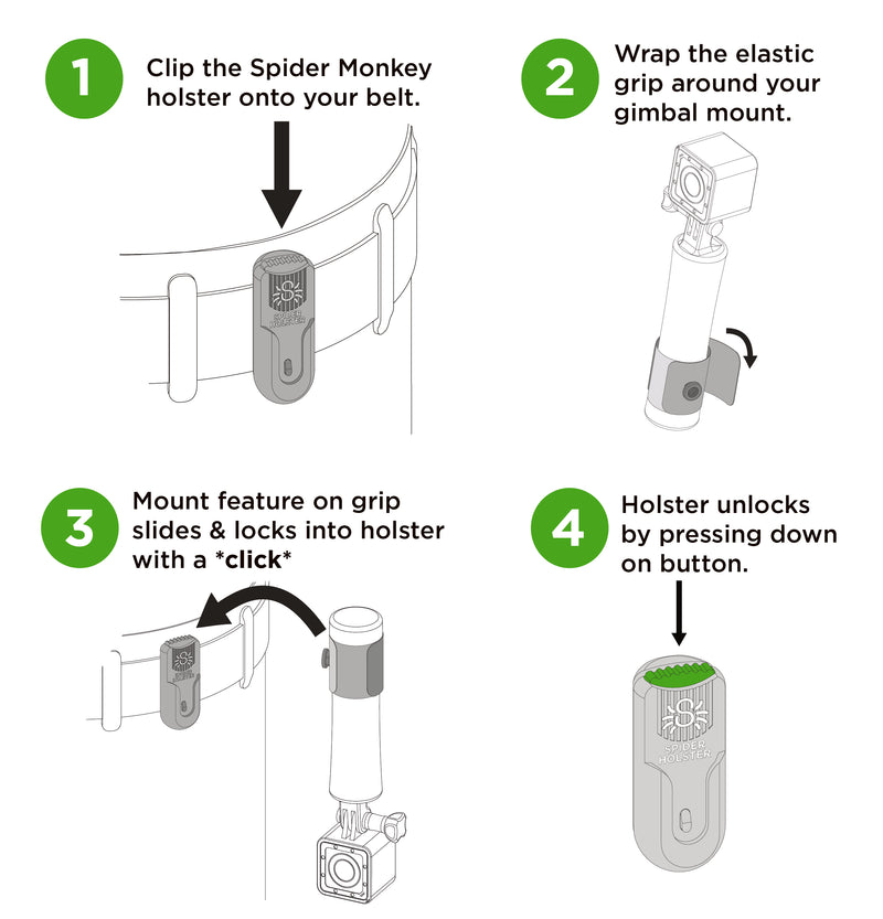 Spider Holster SpiderMonkey Action Grip - Gimbal Grip & Clip