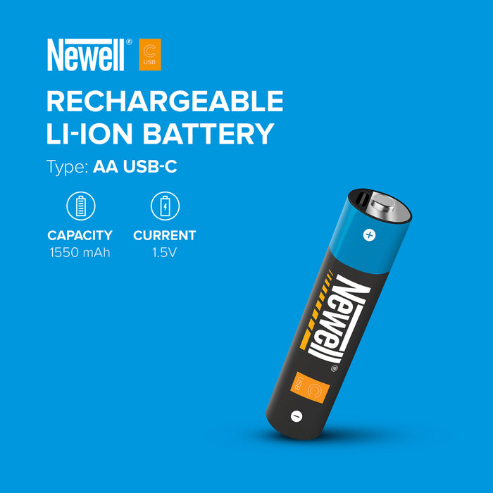 Newell AA USB-C 1550mAh Rechargeable Battery x2