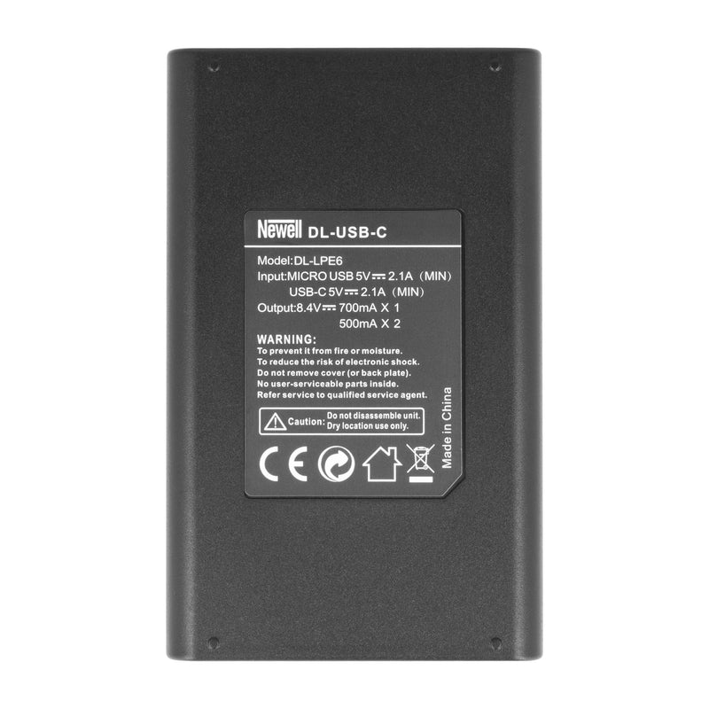 Newell DL-USB-C Dual Channel Charger for Canon LP-E6 Battery