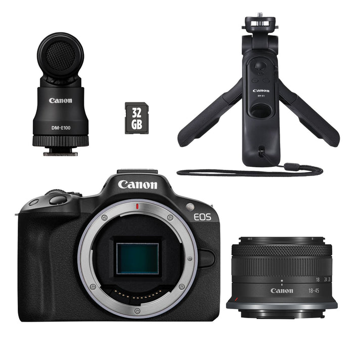 Canon EOS R50 with RF-S 18-45mm Lens Creator Kit