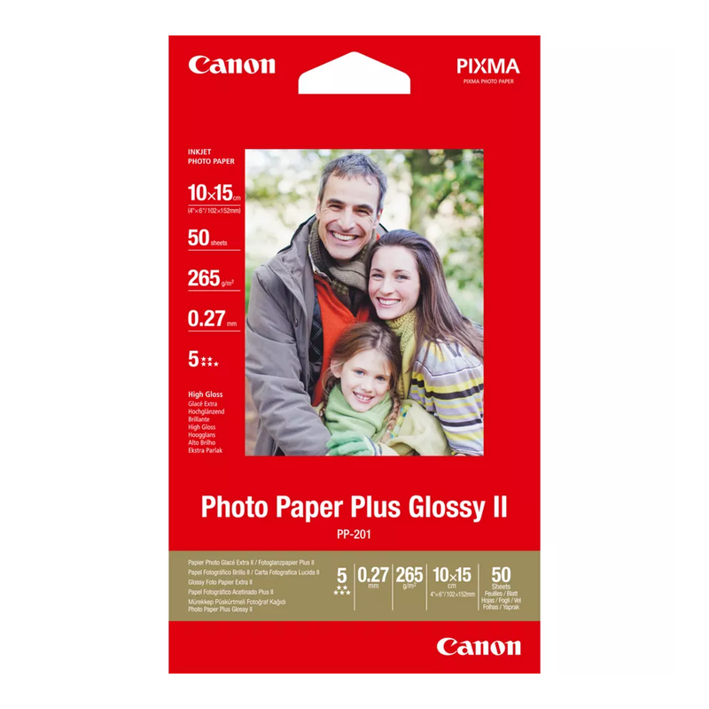 Canon PP-201 Glossy II Photo Paper Plus 4x6" - 50 Sheets