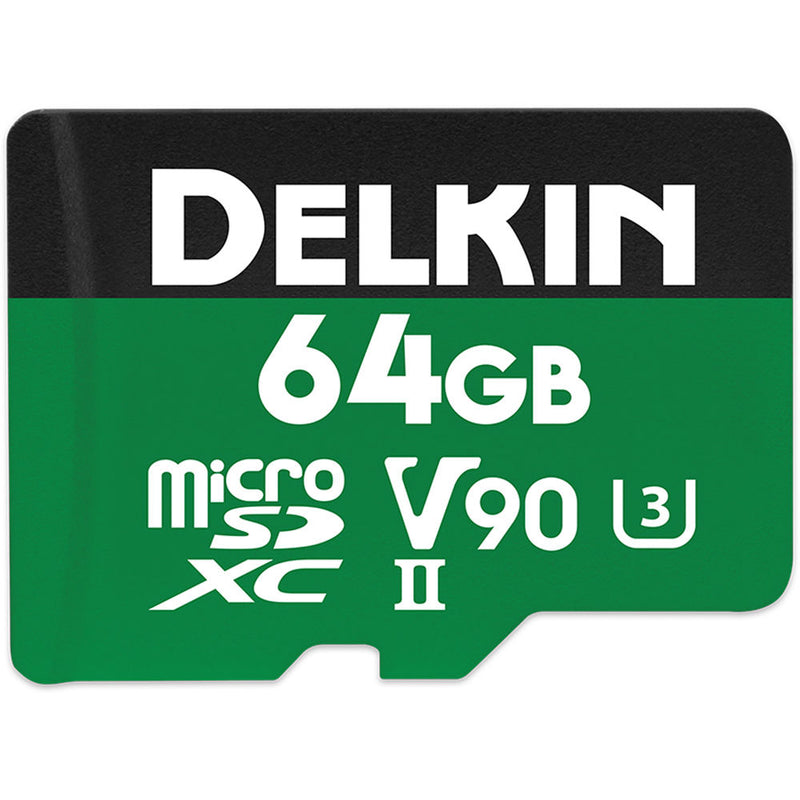 Delkin 64GB microSDXC UHS-II Power Memory Card with SD Adapter