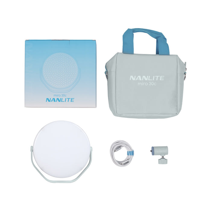 Nanlite Miro 30c LED RGBW Round Panel Light Mint Blue