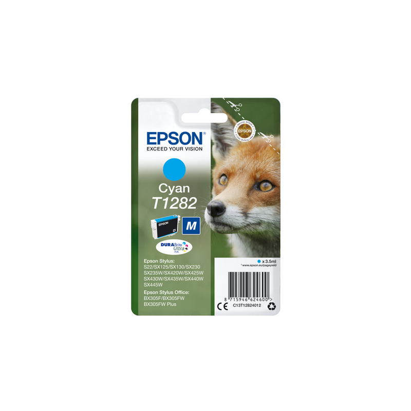 Epson T1282 Fox DURABrite Ultra Single Ink Cartridge - Cyan
