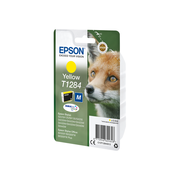 Epson T1284 Fox DURABrite Ultra Single Ink Cartridge - Yellow