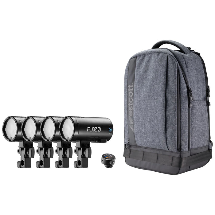 Westcott FJ100 Strobe 4-Light Backpack Kit with FJ-T1 S Wireless Transmitter for Sony Cameras