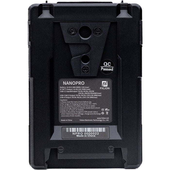 FXLION Nano Pro 14.4V 98Wh V-Mount Battery with USB-C PD 100W