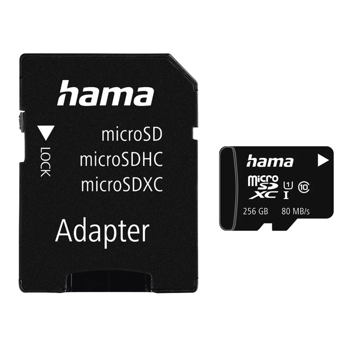 Hama microSDXC 256GB Class 10 UHS-I Memory Card with Adapter