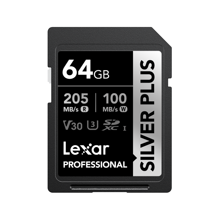 Lexar Professional Silver Plus 64GB SDXC UHS-I V30 Memory Card