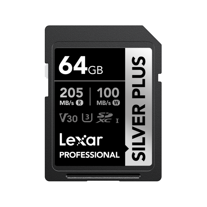 Lexar Professional Silver Plus 64GB SDXC UHS-I V30 Memory Card