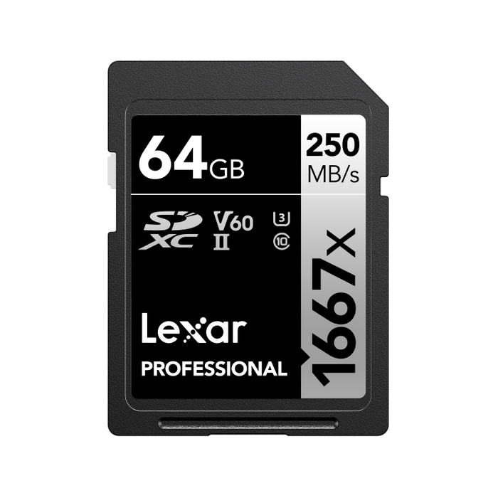Lexar Professional Silver Series 64GB SDXC UHS-II V60 Memory Card