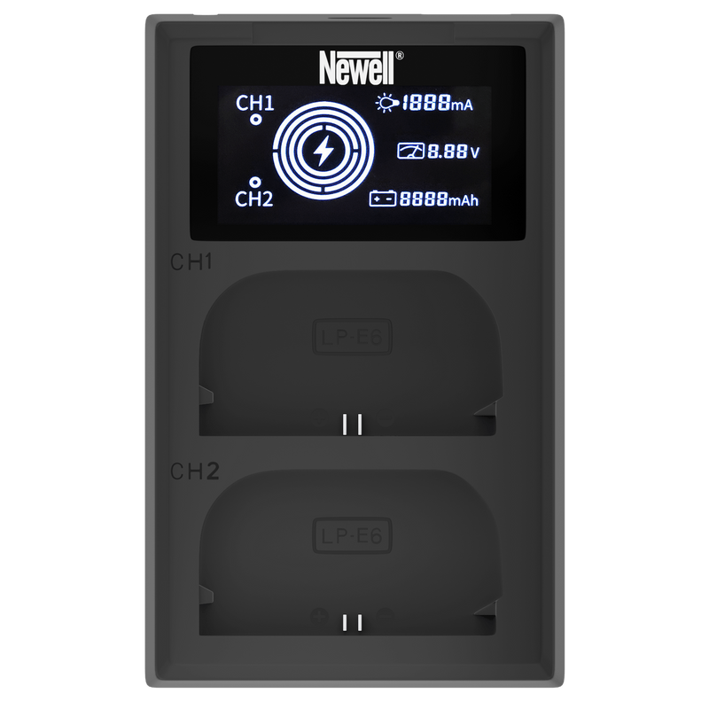 Newell FDL-USB-C Dual Channel Charger for Canon LP-E6 Battery