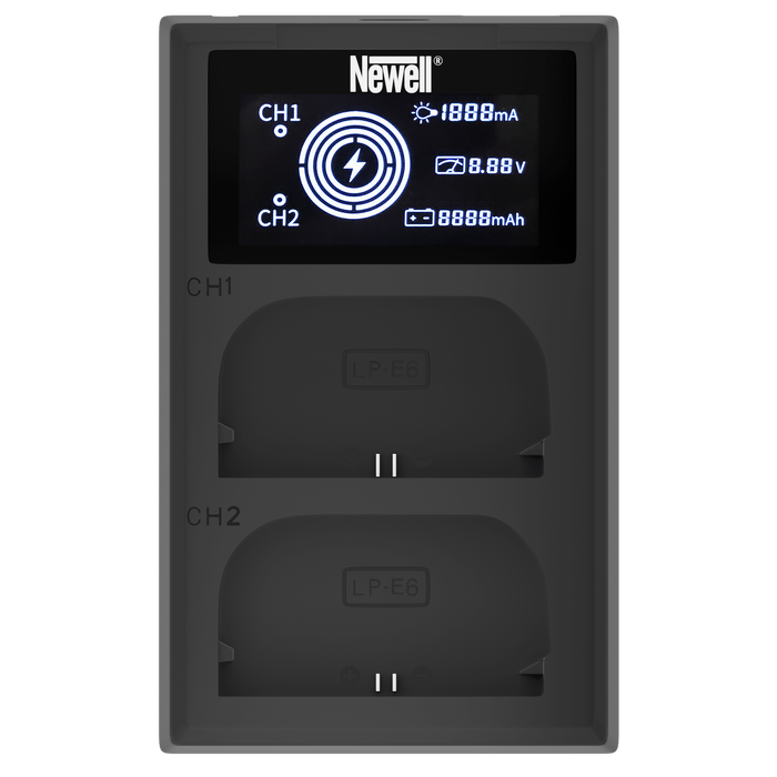 Newell FDL-USB-C Dual Channel Charger for Canon LP-E6 Battery
