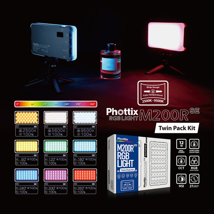 Phottix M200R SE RGB 12W LED Light Twin Kit