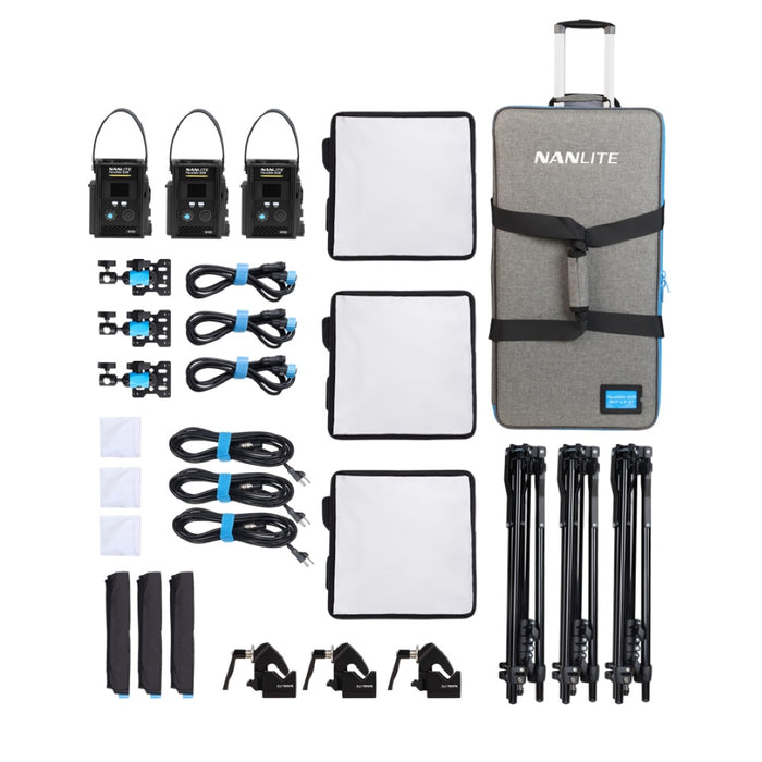 Nanlite PavoSlim 60B 3-Light Trolley Case Kit with Light Stands