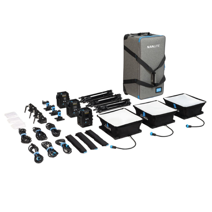 Nanlite PavoSlim 60B 3-Light Trolley Case Kit with Light Stands