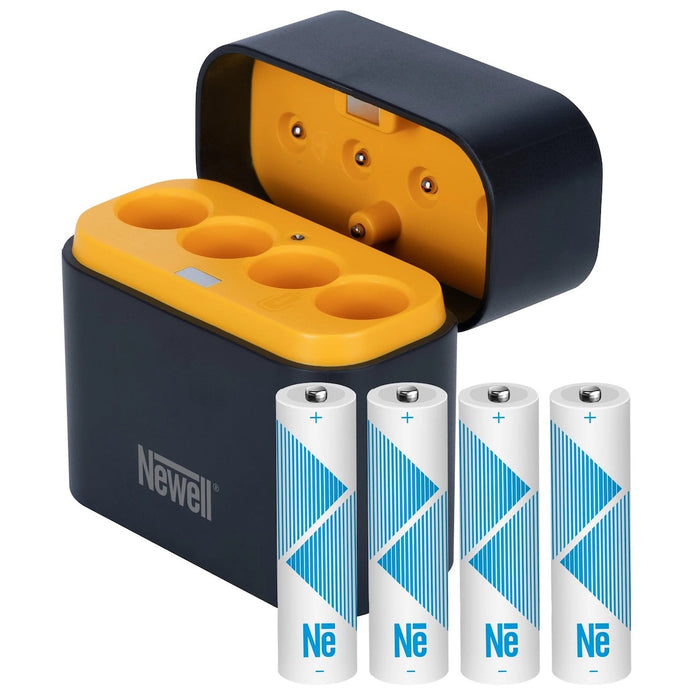 Newell Four Channel Charger with 4x Rechargeable Li-Ion AA 2200mAh