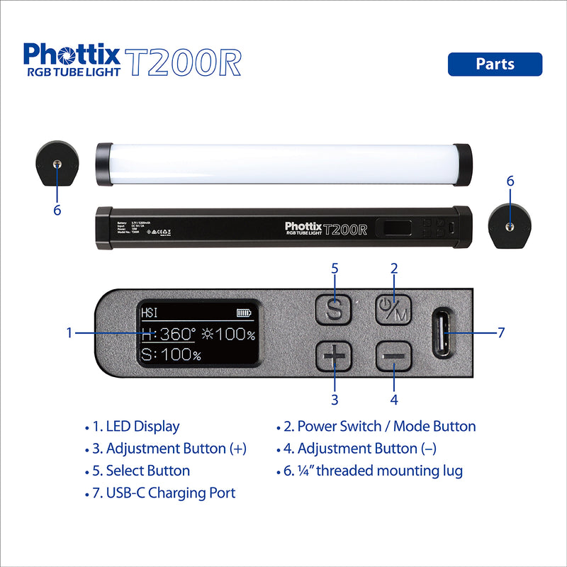 Phottix T200R RGB LED Tube Light