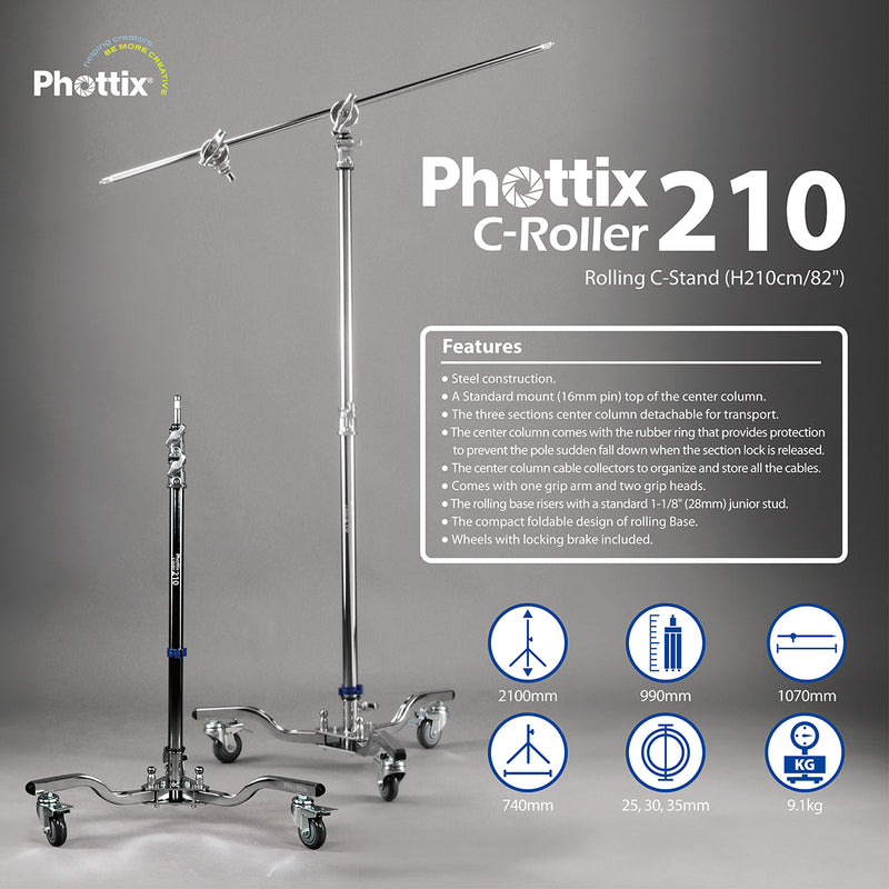 Phottix C-Roller 210 Rolling C-Stand 210cm
