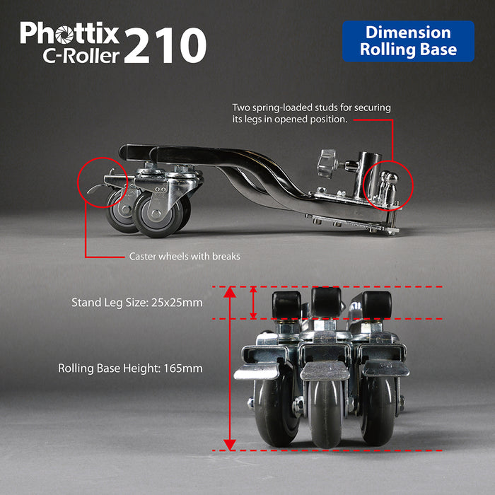 Phottix C-Roller 210 Rolling C-Stand 210cm