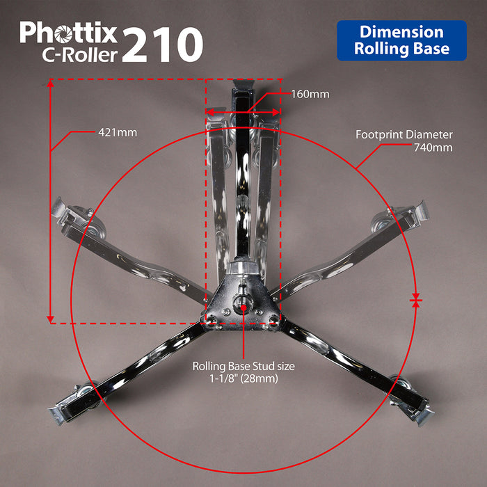 Phottix C-Roller 210 Rolling C-Stand 210cm