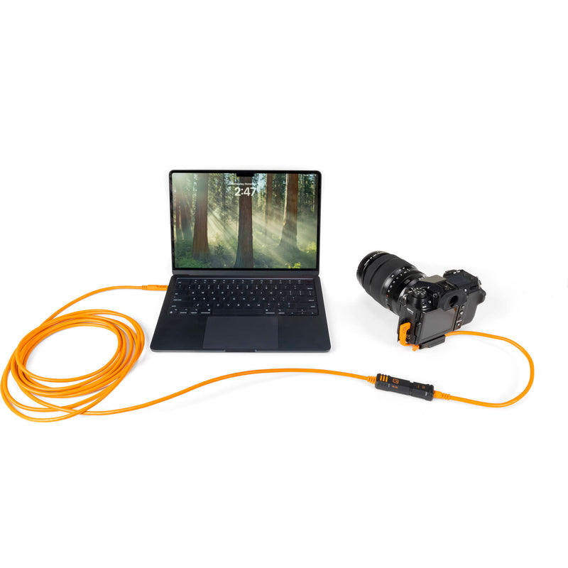 Tether Tools TetherPro Optima 10G USB-C TetherBoost Locking Extension Cable 16’ (4.8m) Orange
