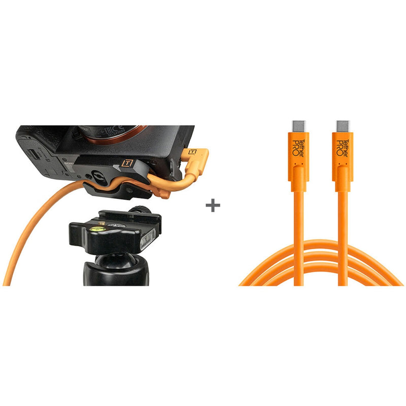 TetherGuard LeverLock Plate & TetherPro USB-C 15' (4.6m) Cable Kit Orange