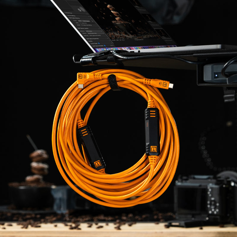 Tether Tools TetherPro Optima 10G USB-C Right Angle 31' (9.4m) Cable Orange