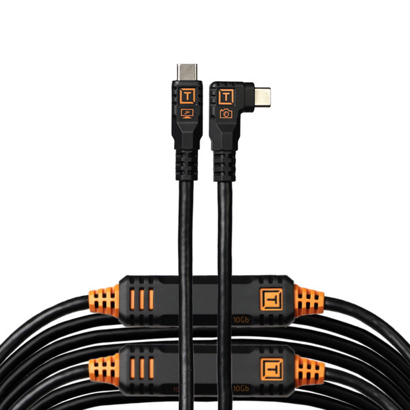 Tether Tools TetherPro Optima 10G USB-C Right Angle 31' (9.4m) Cable Black
