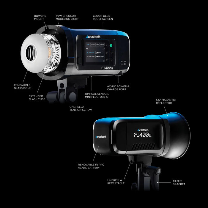Westcott FJ400 II Touchscreen Strobe 400Ws with FJ Pro AC/DC Battery