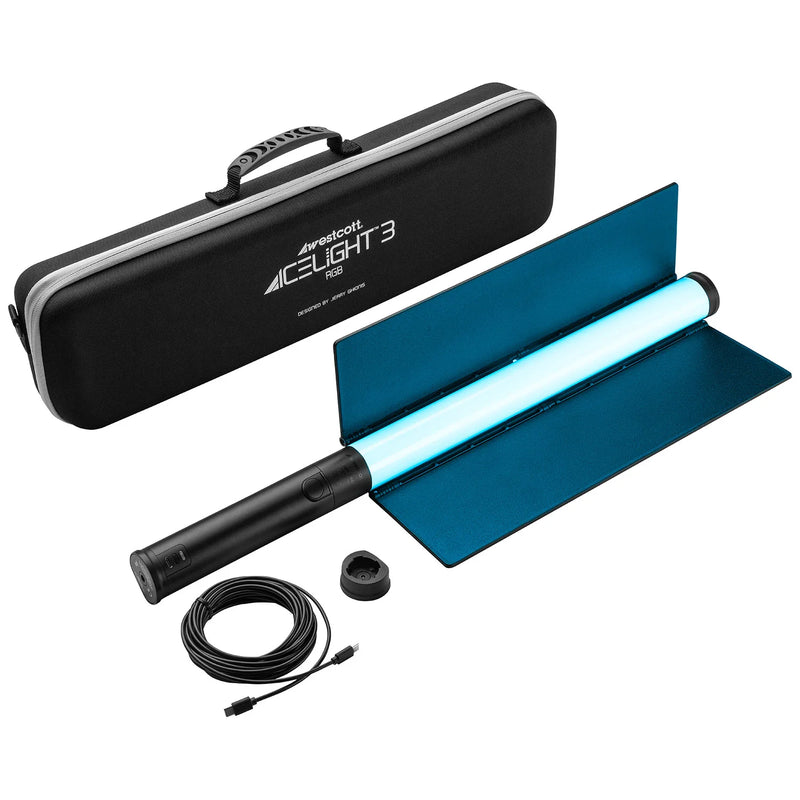 Westcott Ice Light 3 RGBWW LED Kit with Battery Grip & Barndoors