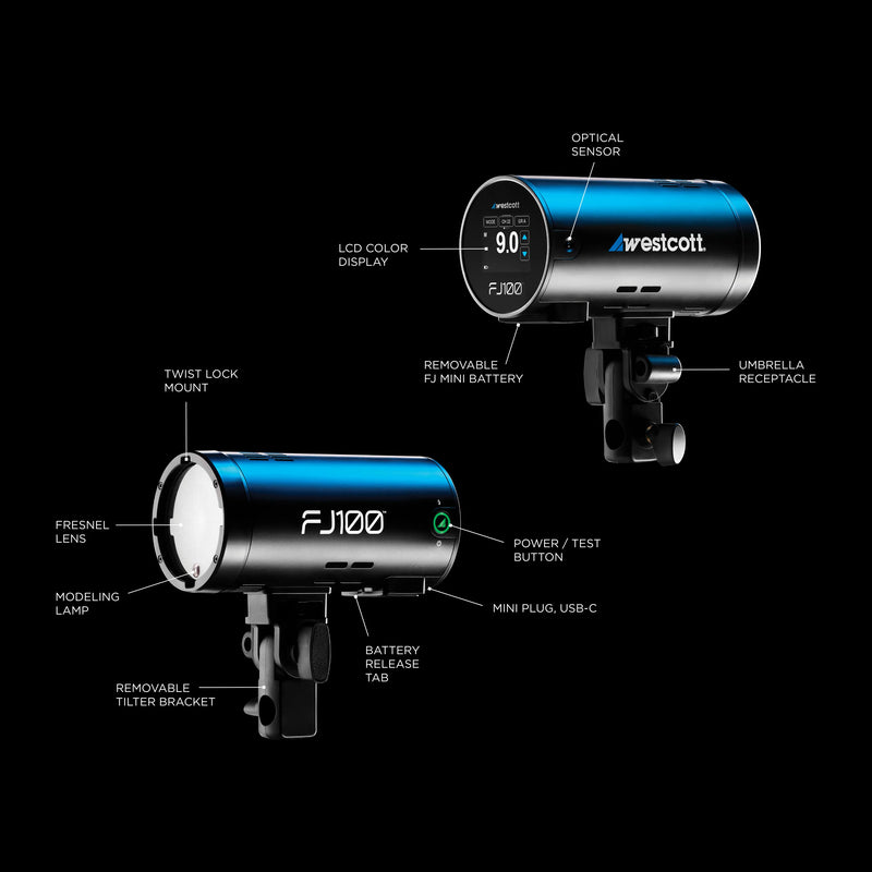 Westcott FJ100 Touchscreen Off-Camera Strobe with FJ Mini AC/DC Battery