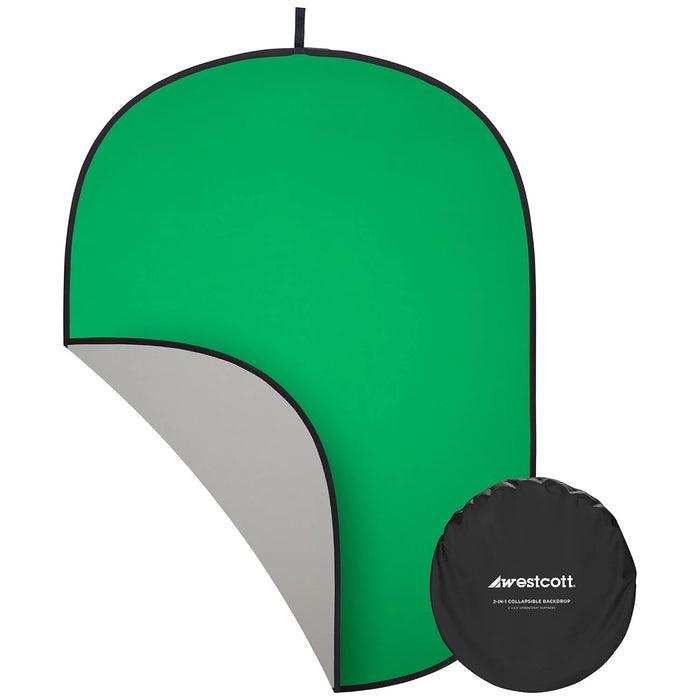 Westcott Collapsible 2-in-1 Grey & Green Screen Backdrop 5' x 6.5'