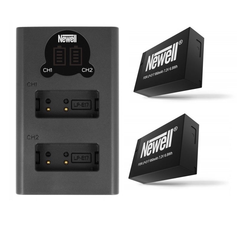 Newell 1x DL-USB-C Charger and 2x LP-E17 Batteries for Canon Set