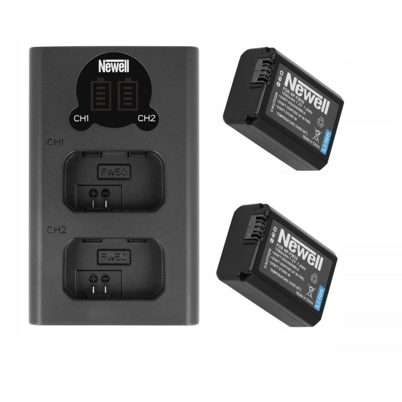 Newell 1x DL-USB-C Charger and 2x NP-FW50 Batteries for Sony Set