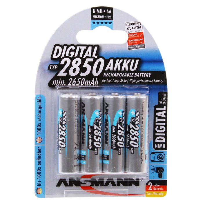 Ansmann Digital NiMh 2850mAh AA Rechargeable Batteries (Pack of 4)