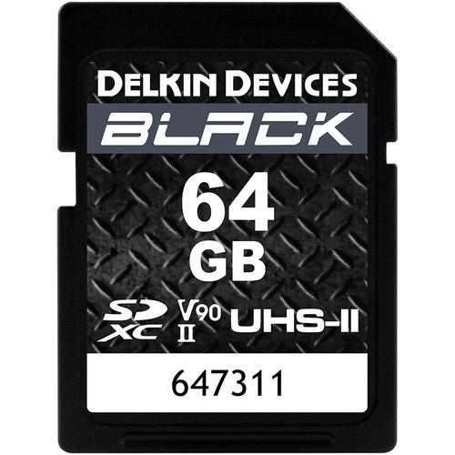 Delkin 64GB BLACK UHS-II SDHC Memory Card