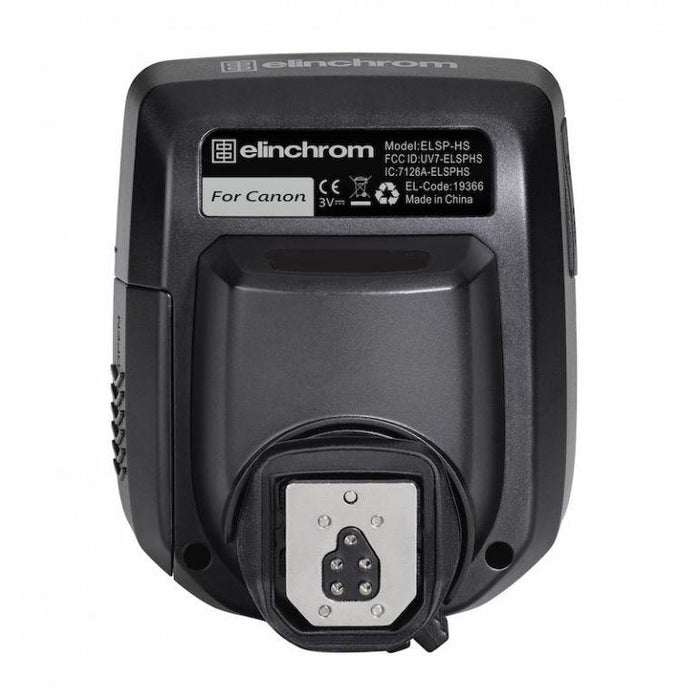 An image of the Elinchrom Skyport Pro Transmitter for Nikon which can be used for synchronising your Elinchrom flashes. There is a hot shoe on the rear of the transmitter.