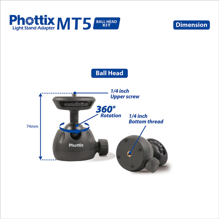 Phottix MT5 Light Stand Ball Head Adapter