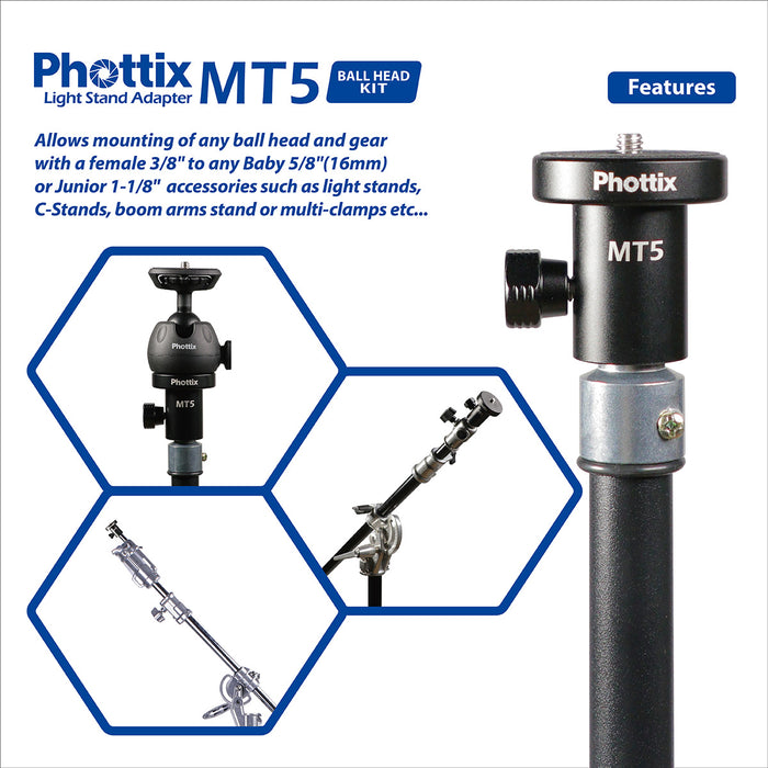 Phottix MT5 Light Stand Ball Head Adapter