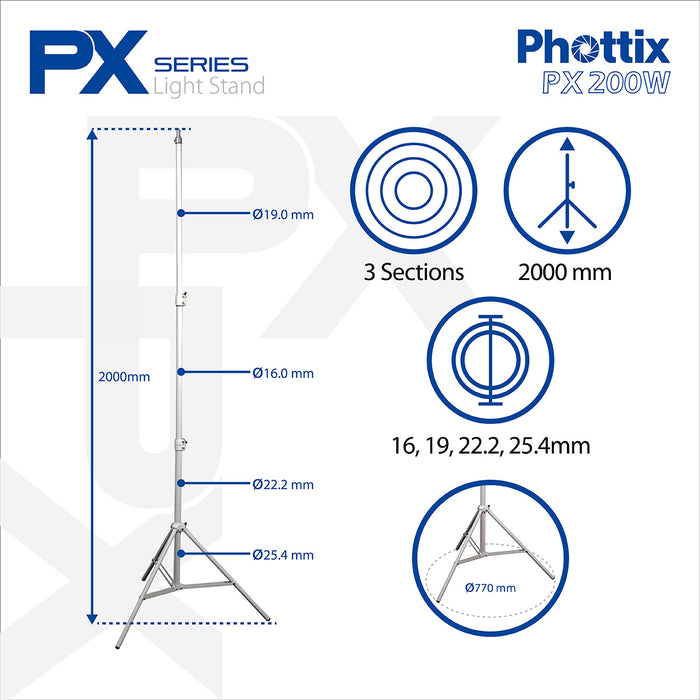 Phottix PX-200W Light Stand 200cm Pearl White